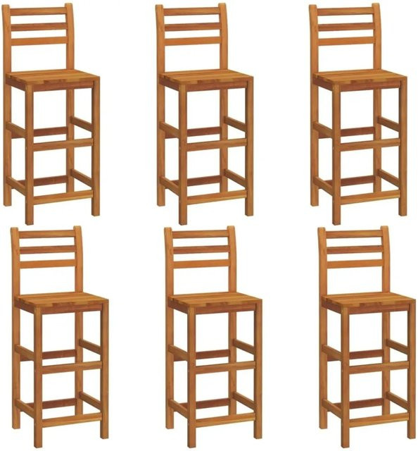 vidaXL Barhocker 6er Set aus Akazien-Massivholz in Braun, rustikal geölt, B/T/H: 42 x 36 x 110 cm - Bild 1