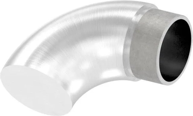 FeNau Endbogen V4A für Rohr 42,4 x 2,0 mm, 90 Grad Flach zum Stecken, Silber - Bild 1