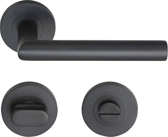 MeinTürgriff Drückergarnitur Tortola in Schwarz Matt aus Edelstahl für WC, B/H: 160 x 160 mm, Tiefe: 60 mm - Bild 1