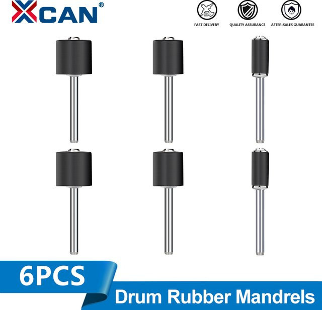 XCAN 6 Stück Gummi-Trommeldorne mit 1/8 Zoll Schaft für Dremel-Drehwerkzeuge zum Schleifen und Polieren - Bild 1