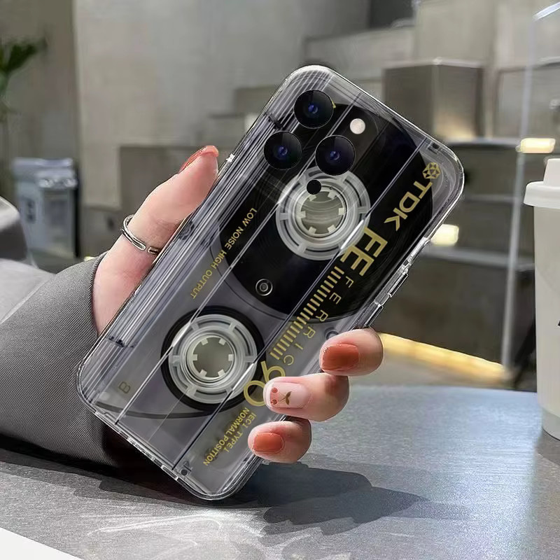 Retro Audioband Muster Handyhülle für Xiaomi 14T Pro 13 12 11 Lite 5G 14 13T 12T und Poco X5 X6 X7 F6 F7 M6 in Transparent - Bild 3