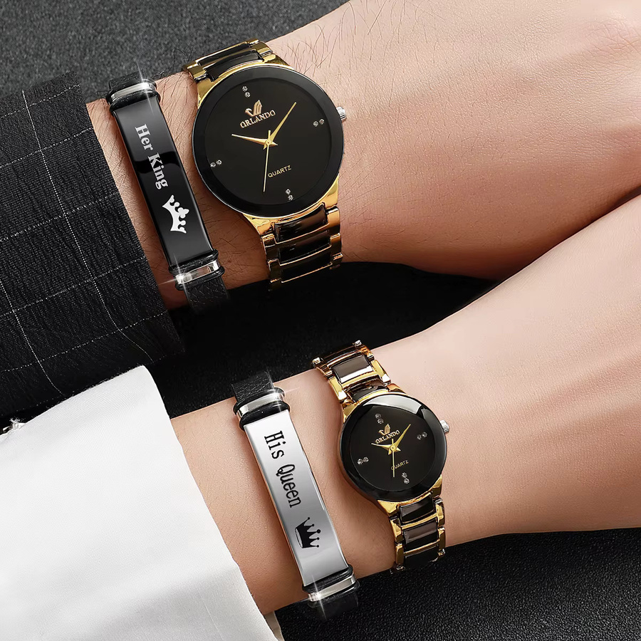 yolako Armbanduhr Set, Quarz, Edelstahl, Schwarz, Unisex - Bild 2