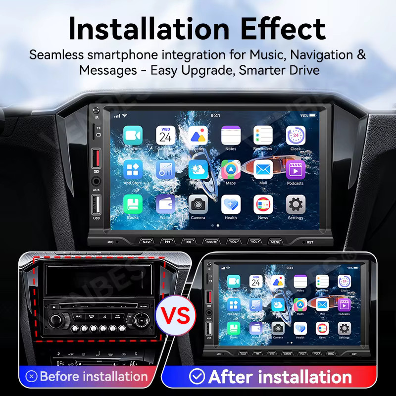 VENBES 1 DIN Autoradio mit 7 Zoll HD Touchscreen, Spiegelverbindung, Bluetooth 5.0, USB, TF, FM und Rückfahrkamera in Schwarz - Bild 6