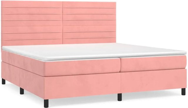 vidaXL Boxspringbett mit Matratze in Rosa, Hybridbett mit Taschenfederkern aus Samt, B/T: 200 x 200 cm - Bild 1