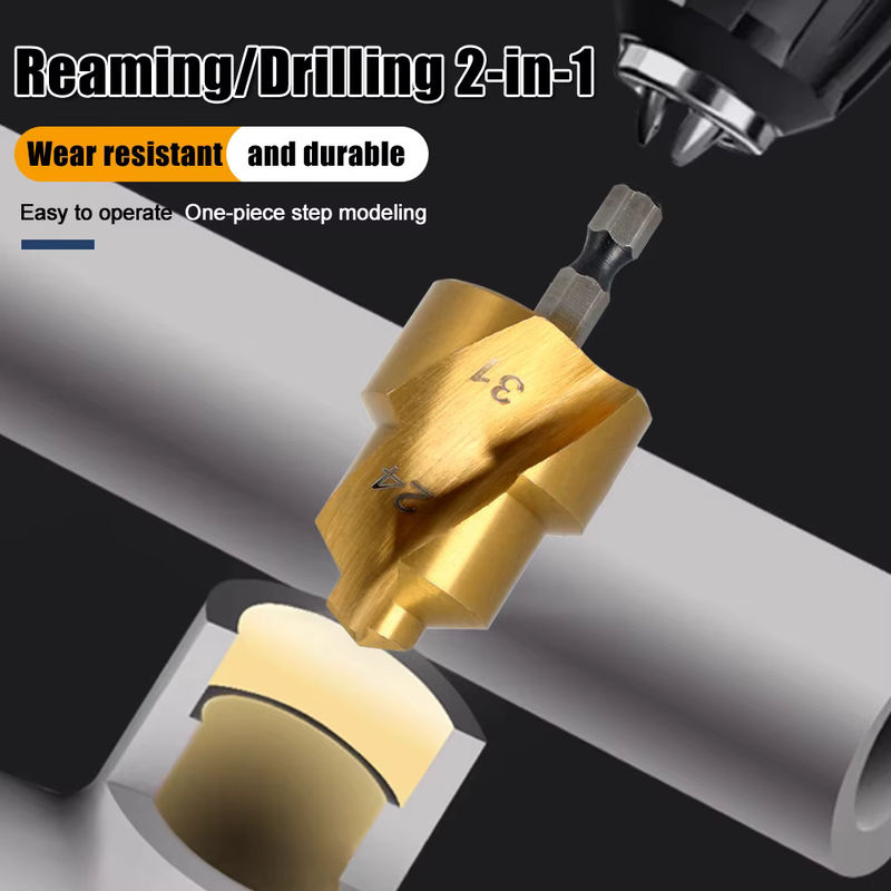XMSJ Abgestufter Bohrer PPR-Hebe als Wasserrohr-Verbindungswerkzeug mit Sechskantschaft in Gold, Durchmesser: 20 mm, 25 mm, 32 mm, 40 mm, 50 mm, 63 mm - Bild 2