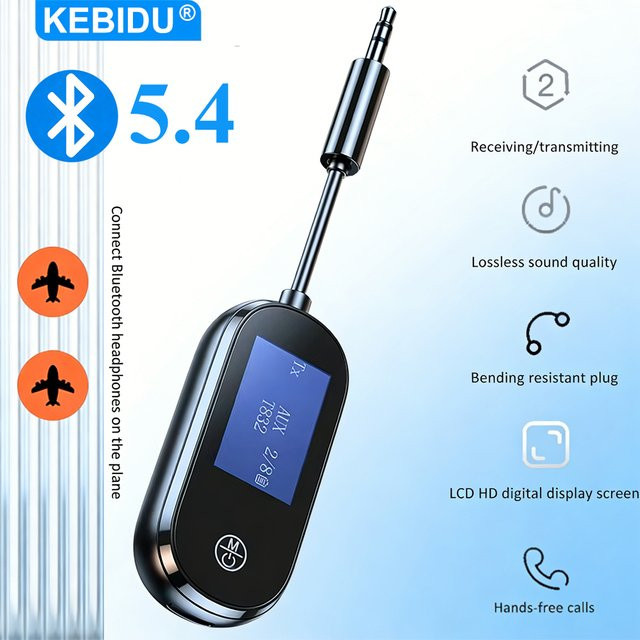 KEBIDU Bluetooth 5.4 Audio-Adapter 2-in-1 Sender und Empfänger mit 3,5 mm AUX Anschluss, Schwarz - Bild 1