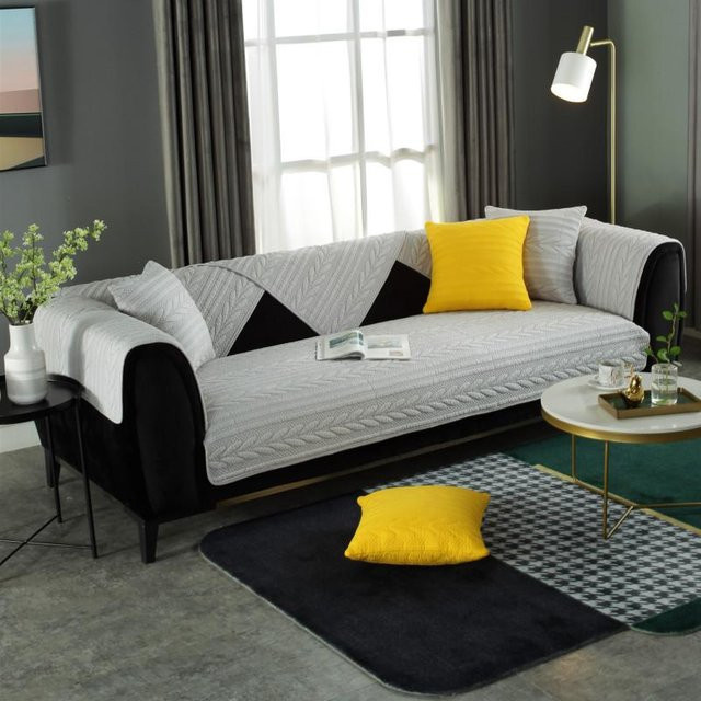 Super Six Sofakissenbezug aus gesteppter Baumwolle und Leder, doppelseitig, modern und schlicht, B/T/H: 70 x 70 x 0 cm - Bild 1