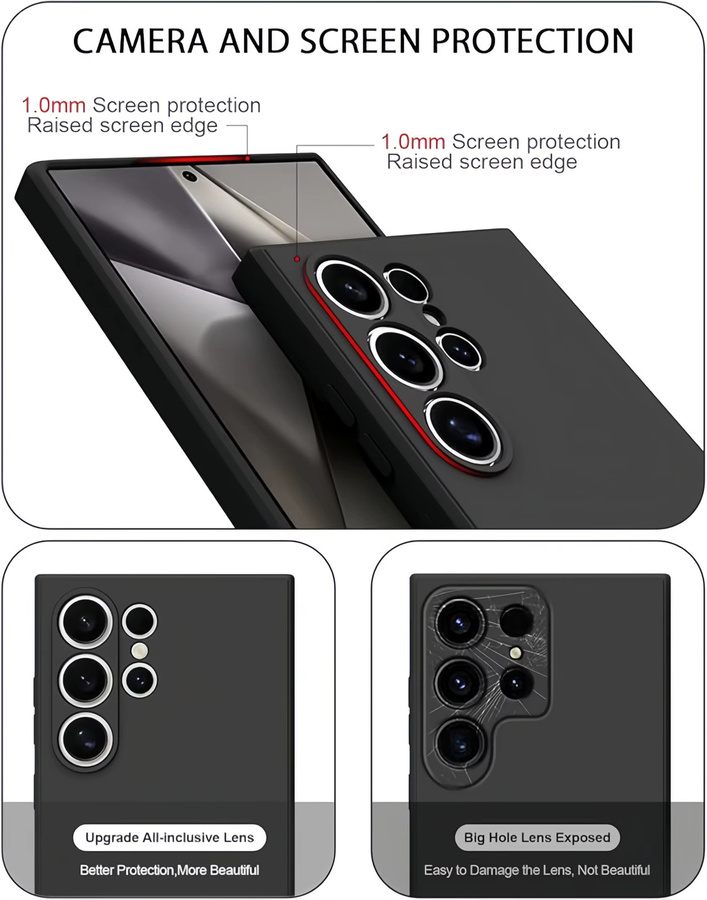 Stoßfeste Schutzhülle aus Flüssigsilikon für Samsung Galaxy S25 Ultra in Schwarz - Bild 4