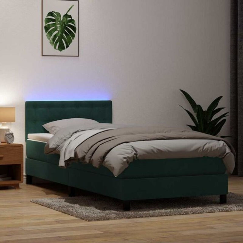Vidaxl Boxspringbett mit Matratze in Grün aus Samt, B/T/H: 80 x 220 x 88 cm - Bild 1