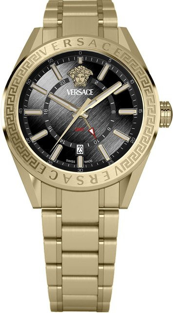 Versace Herrenuhr V-Code GMT, Quarz, Edelstahl, Schwarz, 42 mm, 5 ATM - Bild 1