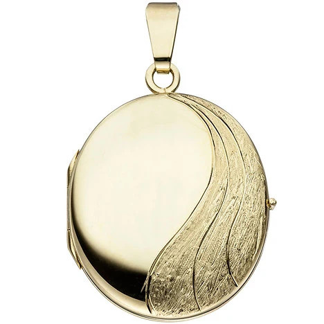Colfem Anhänger Medaillon oval, 585 Gelbgold, mattiert, Unisex - Bild 1