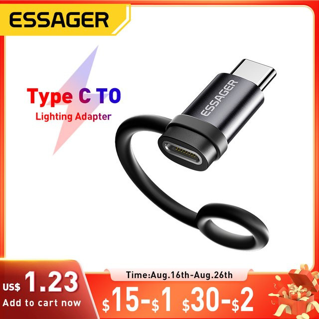 Essager USB-C-Adapter mit 3 A Schnellladefunktion, Lightning auf USB-C Konverter für iPhone 15, 14, 13 Pro und iPad, Schwarz - Bild 1