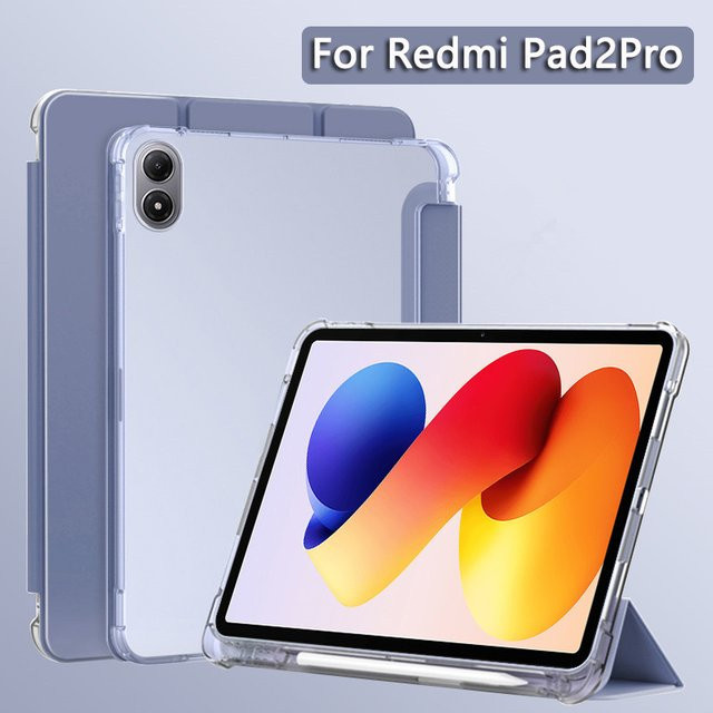 Magnetische Smart Cover Schutzhülle für Xiaomi Redmi Pad 2 Pro 12,1 Zoll mit Bleistifthalter in Schwarz und Transparent - Bild 1