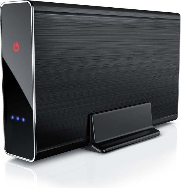 Aplic USB 3.0 Festplattengehäuse für 3,5 Zoll HDD und SSD, SATA mit UASP-Unterstützung, gebürstetes Aluminium, Silver/Black - Bild 1