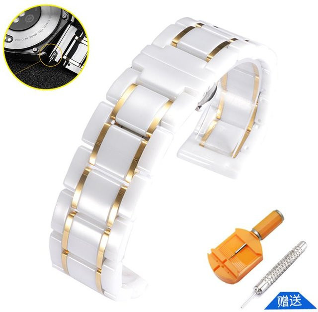 ZETHYDUM Uhrenarmband Keramik, Edelstahl, Gold, Unisex - Bild 1