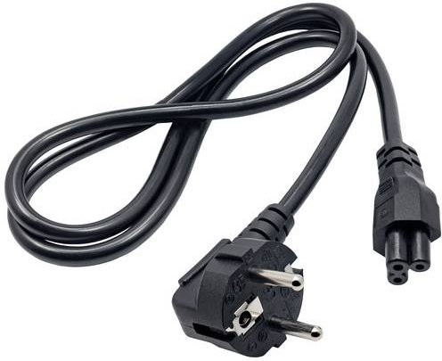 Akyga Strom Adapterkabel mit Schutzkontakt-Stecker und Kleeblatt-Buchse C5, Länge: 1,00 m, Schwarz - Bild 1