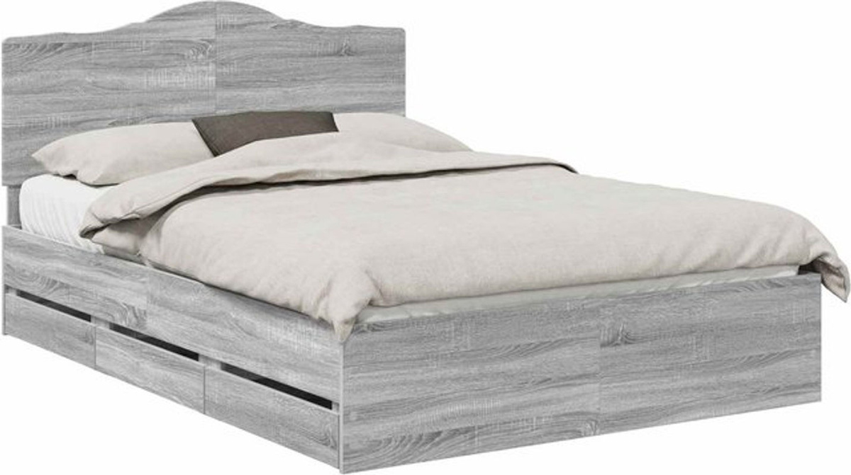 Modernes Funktionsbett vidaXL aus Holzwerkstoff in Grau, B/T/H: 160 x 200 cm - Bild 1