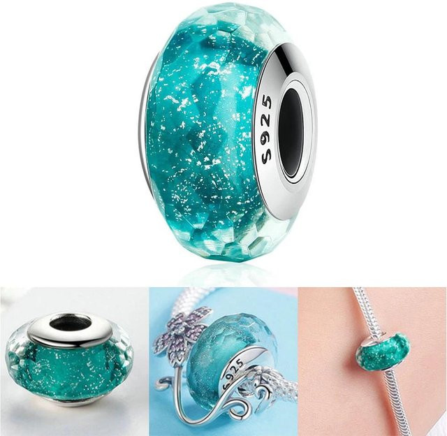 Yiran pet products Charm Murano Glas, Bunt, Blumen, Herz, Silber, Damen - Bild 1