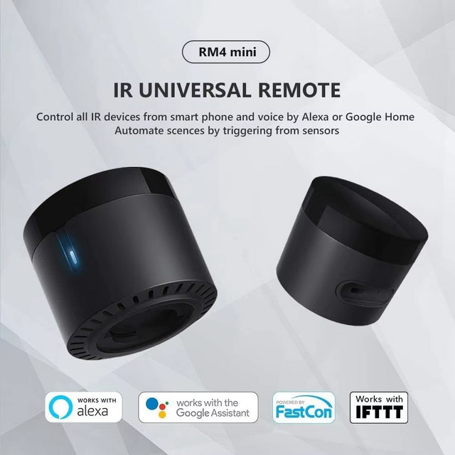 Broadlink RM4 Mini Smart Fernbedienung Infrarot Universal IR für Audio und Video in Schwarz, kompatibel mit Google Home und Alexa - Bild 1