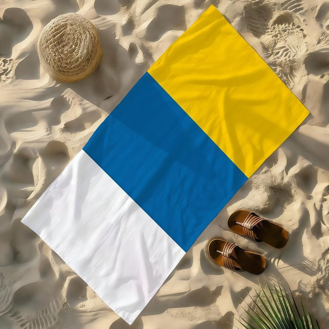 Strandtuch Flagge der Kanarischen Inseln von JMG Household Supplies, schnelltrocknend und sandabweisend, Mikrofaser, B/H: 40 x 70 cm - Bild 1