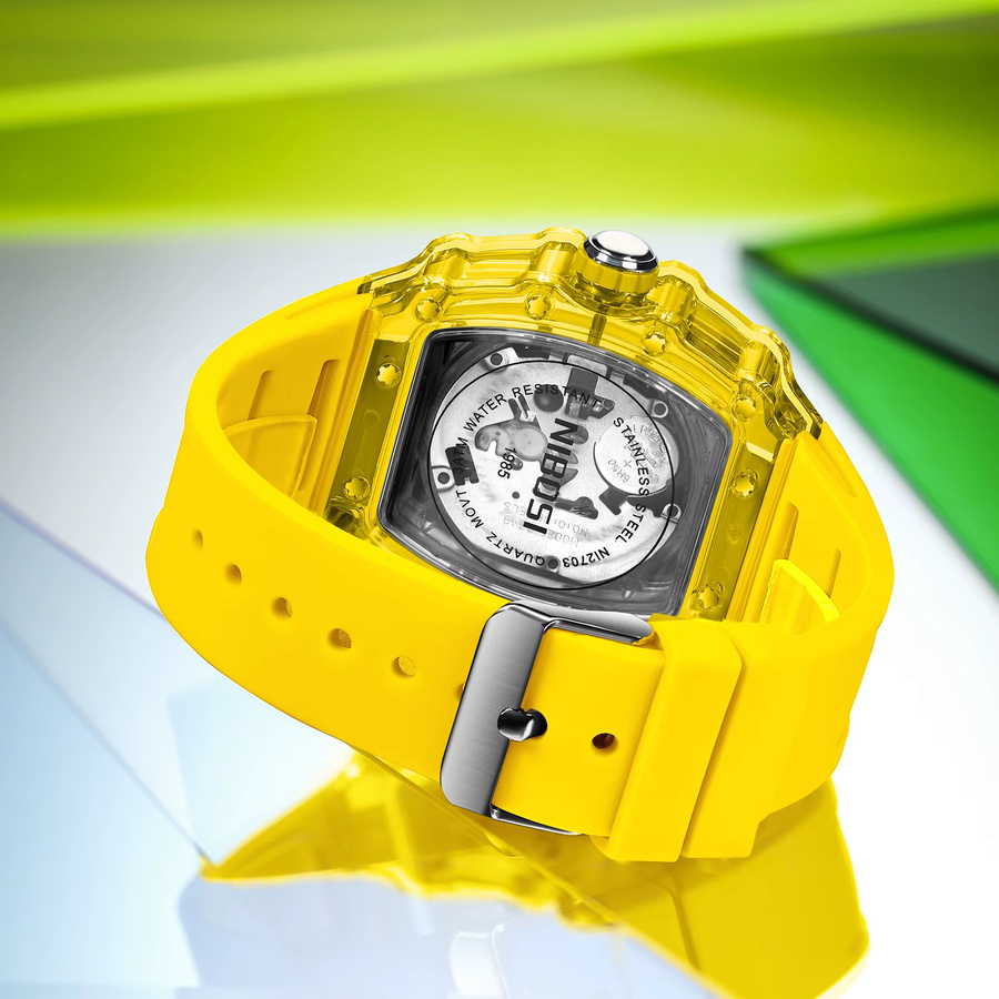 NIBOSI Armbanduhr Skeleton, Automatik, Quarz, Silikon, Schwarz, Herren - Bild 2
