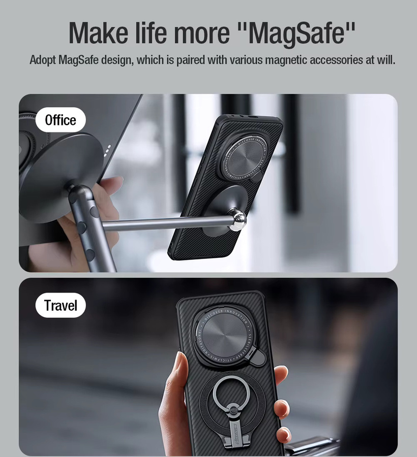 NILLKIN CamShield Magnetische Schutzhülle für Honor Magic 7 Pro und Honor Magic 6 Pro 5G mit Magsafe und Kameraschutz in Schwarz - Bild 4