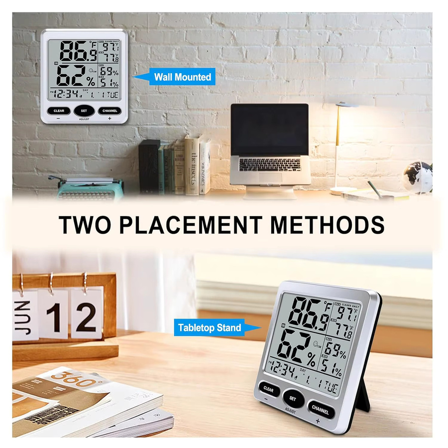 Urageuxy Smart Indoor Digitales Thermometer und Hygrometer in Weiß mit Echtzeit-Temperatur-Feuchtigkeitsmonitor, Alarmfunktion und Max/Min-Aufzeichnung - Bild 3