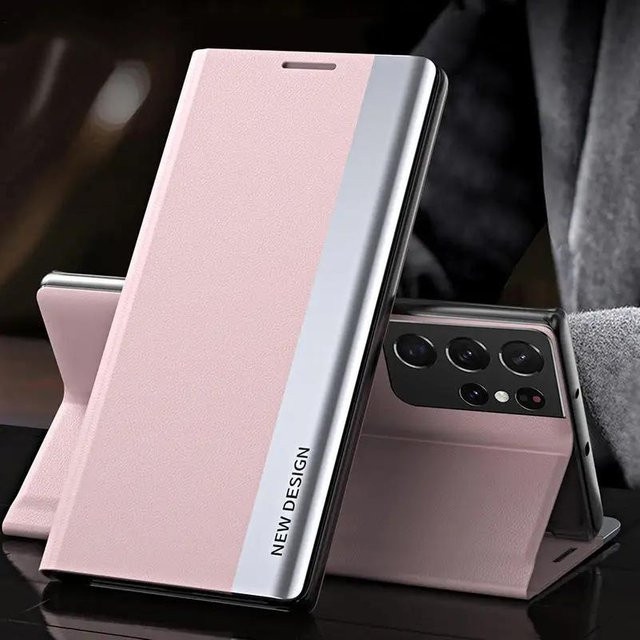Leder Klapphülle für Samsung Galaxy S26 S25 S24 S23 S22 S21 S20 Ultra Plus Edge FE Note 20 Ultra mit Ständer Funktion in Pink - Bild 1