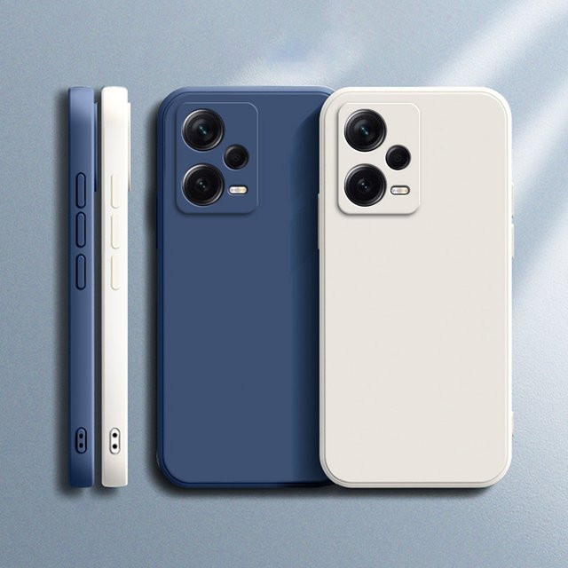 Quadratische Flüssigsilikon-Schutzhülle für Xiaomi Redmi Note 12 13 Pro Plus 5G Global in Blau und Lila - Bild 1
