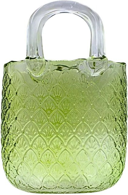 Dekohelden24 Blumenvase aus Glas in Hellgrün mit Henkel, B/T/H: 15 x 10 x 24 cm - Bild 1