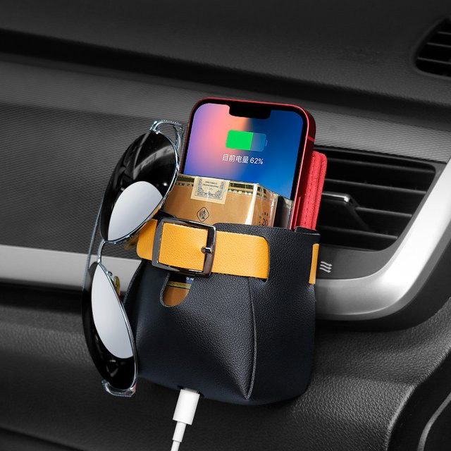Leder Handy-Aufbewahrungstasche für die Lüftungsschlitze im Auto - Bild 1