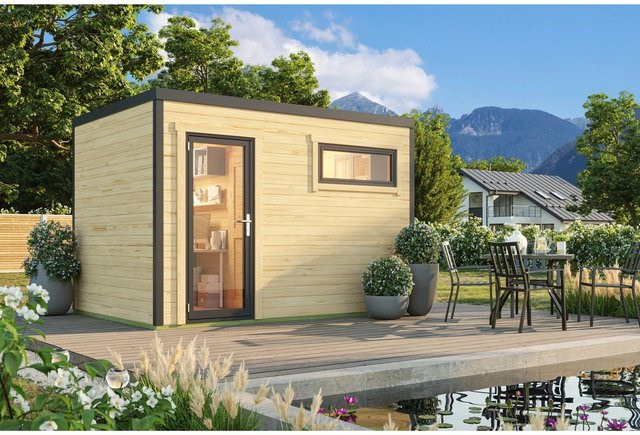Lasita Gartenhaus Sardinia Maja Flachdach naturbelassen braun B/H/T: 350 x 239,4 x 250 cm - Bild 1