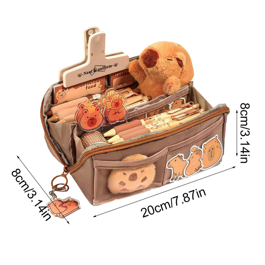 Capybara Bleistiftbeutel in Braun als tragbares Federmäppchen und Kosmetiktasche für Kinder - Bild 6