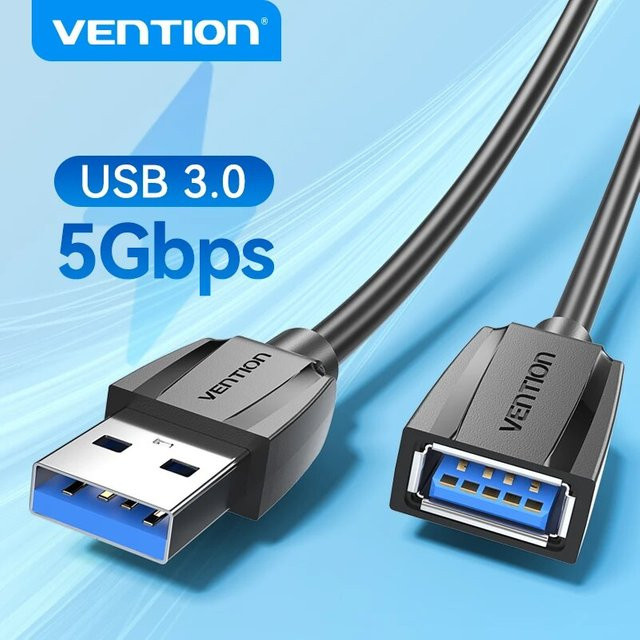 Vention USB 3.0 Verlängerungskabel Stecker auf Buchse in Schwarz - Bild 1