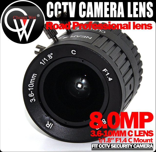 Chuan Wei C-Mount Industrieobjektiv 8MP mit 3,6-10mm Brennweite, F1.4, 4X Varifokal, Schwarz - Bild 1