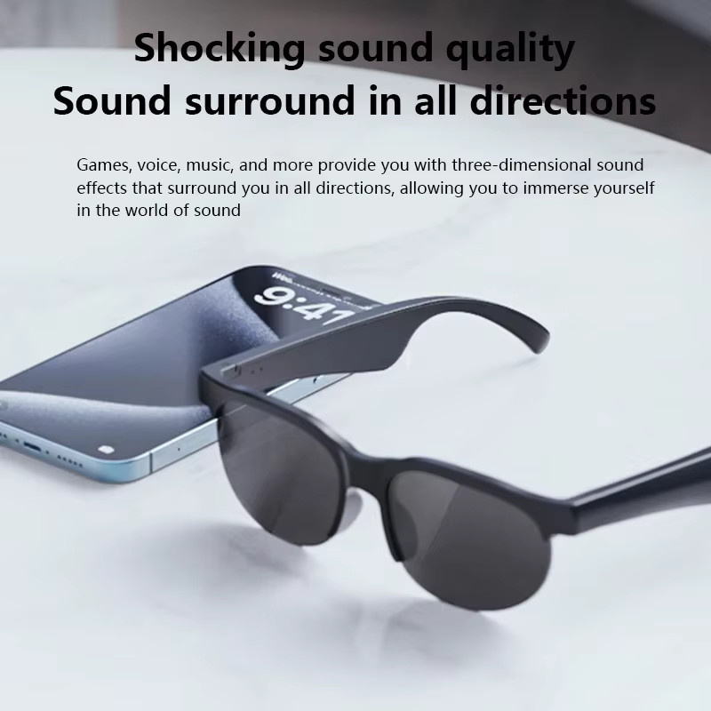Lenovo KI-Smart-Brille mit Bluetooth für Übersetzung, Aufnahme und Musik in Schwarz - Bild 5