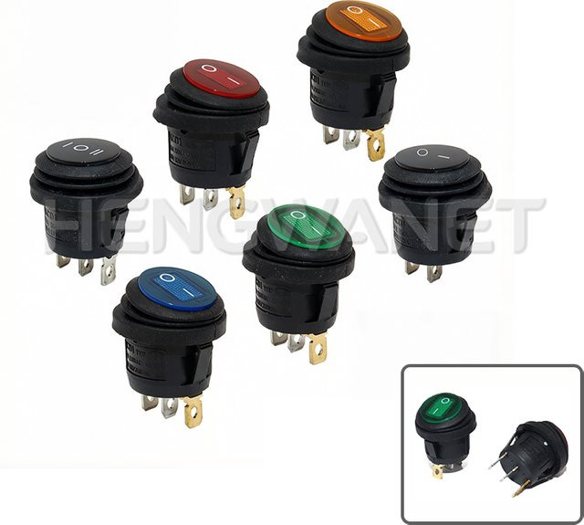 HENGWANET Wasserdichter LED Wippschalter SPST 3-Pin für Fahrzeug und Boot, Schwarz, 6A 10A 250V 125V AC - Bild 1