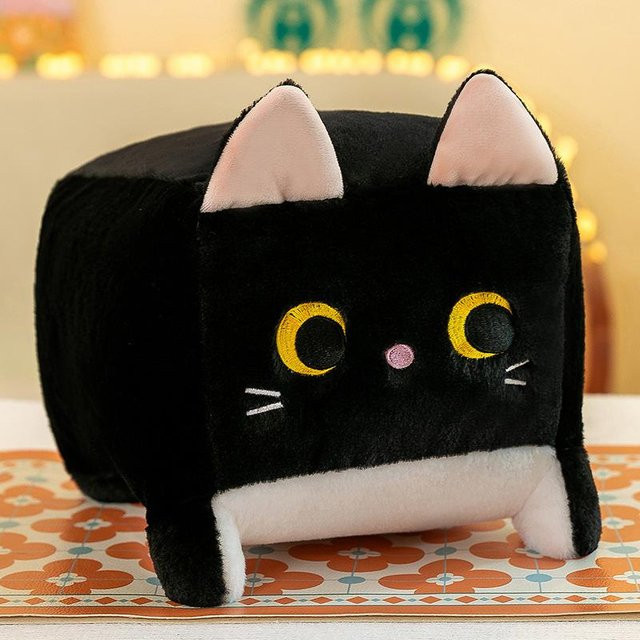 Kidsly Quadratische Katze Plüschtier, Schwarz, 20cm - Bild 1