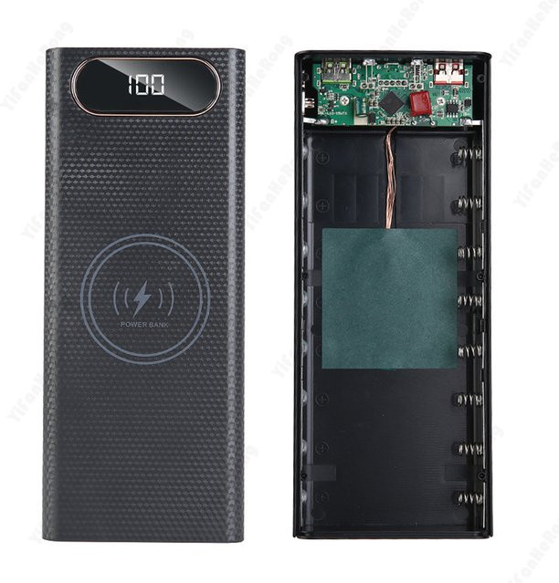 YiFanHeRong DIY Power Bank Gehäuse für 8x 21700 Batterien mit Dual USB und Type-C, Schwarz - Bild 1
