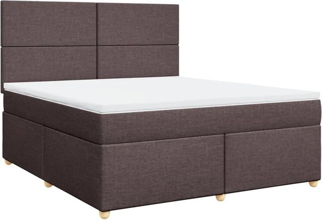 vidaXL Boxspringbett mit Matratze Hybrid-Design in Dunkelbraun und Weiß, B/T: 180 x 200 cm - Bild 1