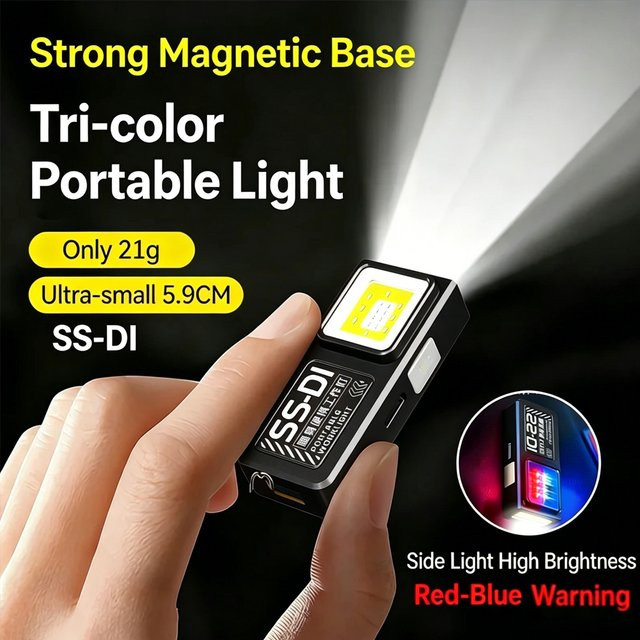 Mini-COB-LED-Taschenlampe von ctzsoop in Schwarz, wiederaufladbar via USB-C, mit Clip und Magnet für Camping und Wandern - Bild 1