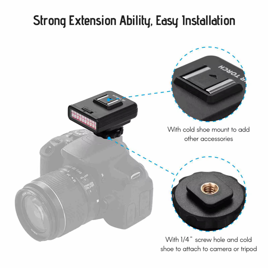 ORDRO LN-3 Studio IR LED-Licht Schwarz USB-aufladbarer Infrarot-Nachtlichtstrahler für DSLR-Kamera-Fotografie - Bild 5