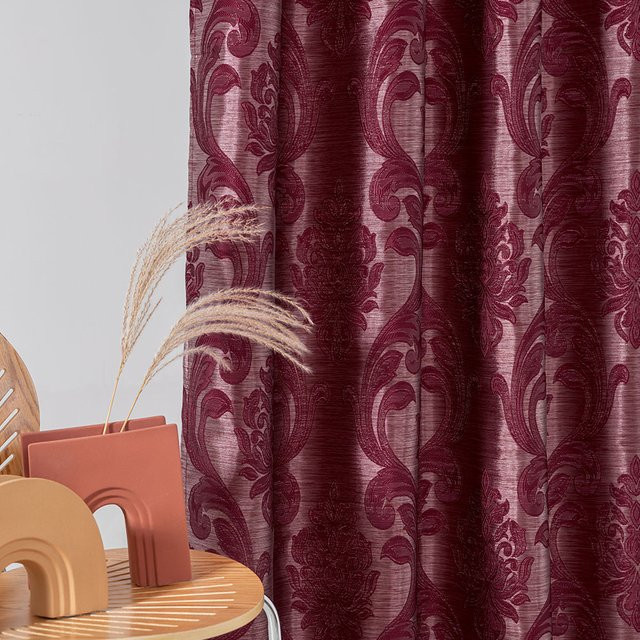 NAPEARL Semi Blackout Vorhang aus Jacquard-Stoff in Rot für Wohnzimmer und Schlafzimmer, Breite: 130 cm, Höhe: 100 cm - Bild 1