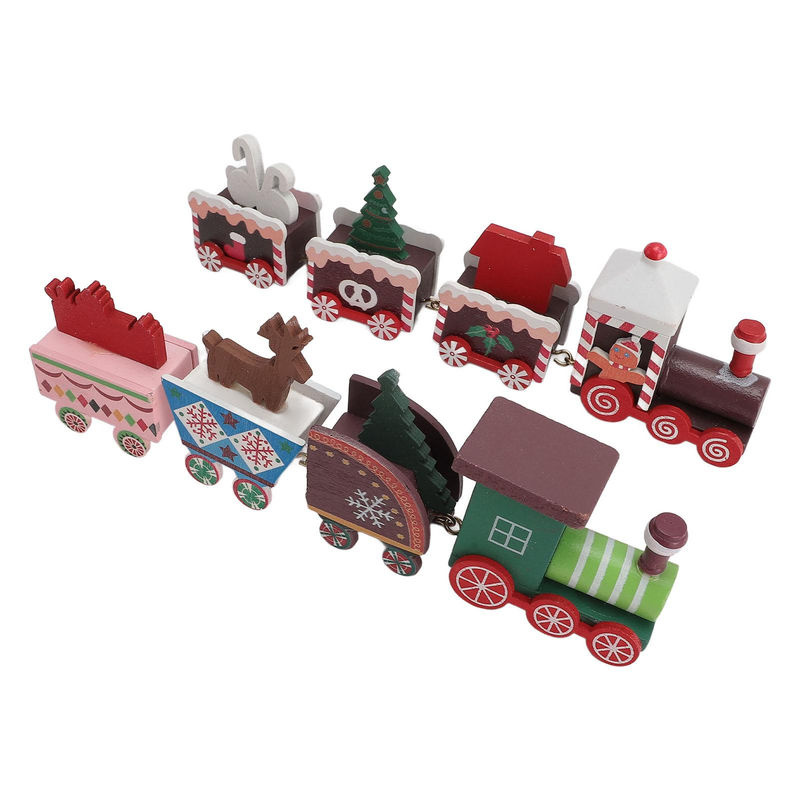 GoolRC Weihnachts-Miniaturzug aus Holz als dekorative Weihnachtsdekoration in Braun und Mehrfarbig - Bild 4