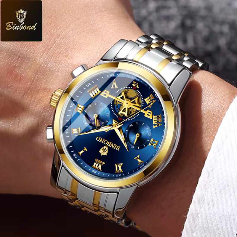BINBOND Chronograph, Quarz, Edelstahl, Gold, Herren - Bild 3