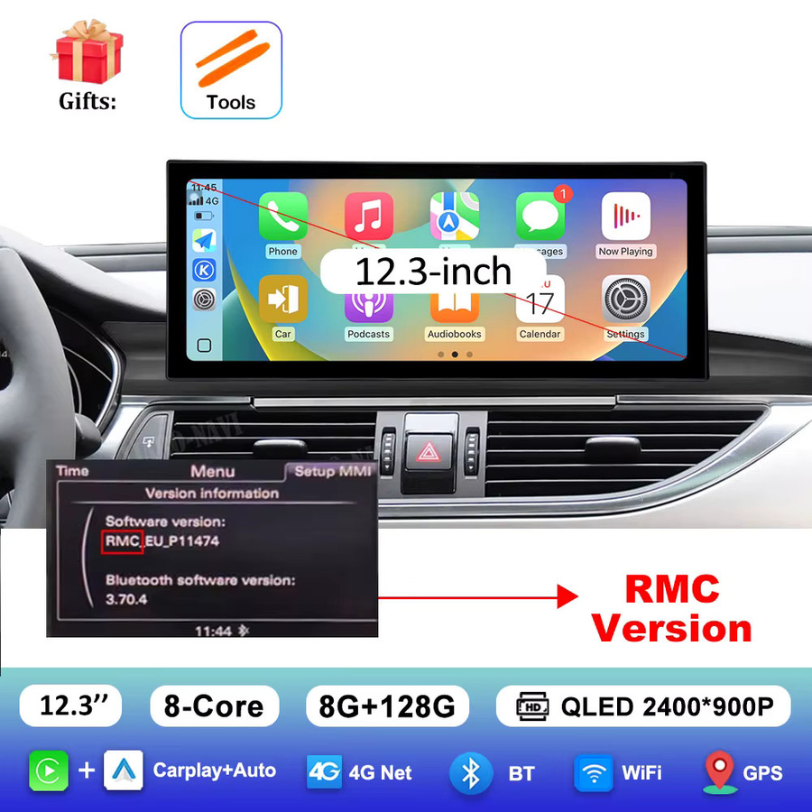 LIARO-NAVI Multimedia-Autoradio mit 12,3 Zoll Display für Audi A6 C7 und A7 (2012 - 2018) mit GPS, Bluetooth, Android 16, Wireless CarPlay und 4G Unterstützung in Schwarz - Bild 6