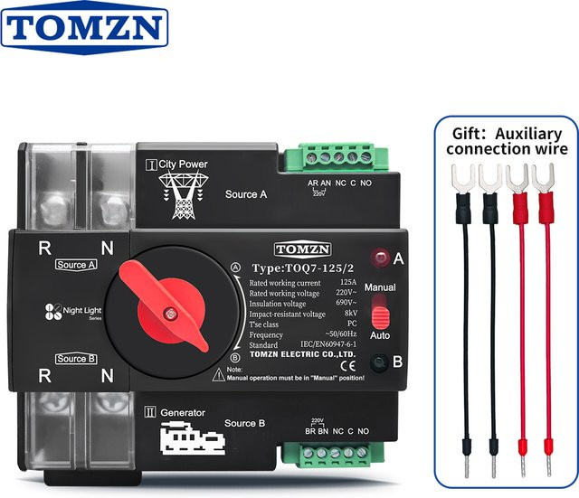 TOMZN Automatischer Umschalter ATS für DIN-Schienen AC 220V 230V 2P unterbrechungsfrei - Bild 1