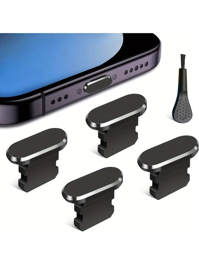 5 Stück Lightning Port Staubschutzhüllen in Schwarz für iPhone 14/13/12/11-Serie, AirPods und iPads - Bild 5