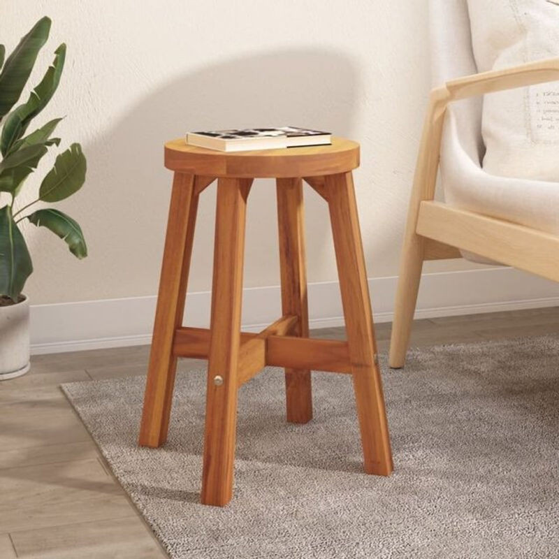 Vidaxl Hocker aus Akazie Massivholz in Braun, Rund, B/T/H: 38 x 38 x 45 cm - Bild 1