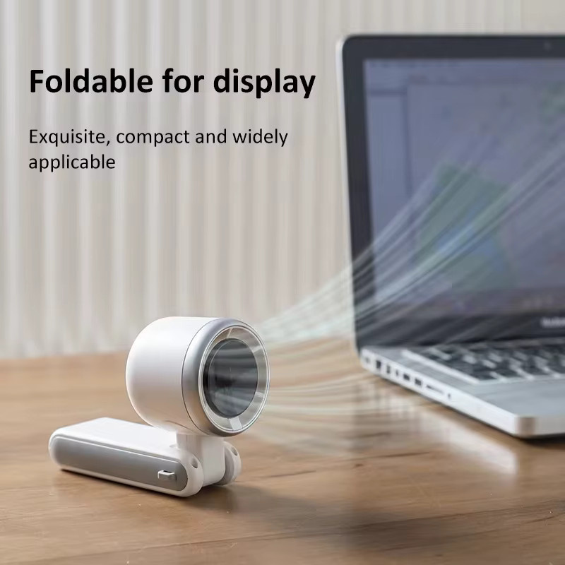 Bytelike Mini Handventilator mit HD-Display, 5 Stufen, faltbar und Type-C, inklusive Umhängeband in Schwarz oder Weiß - Bild 2